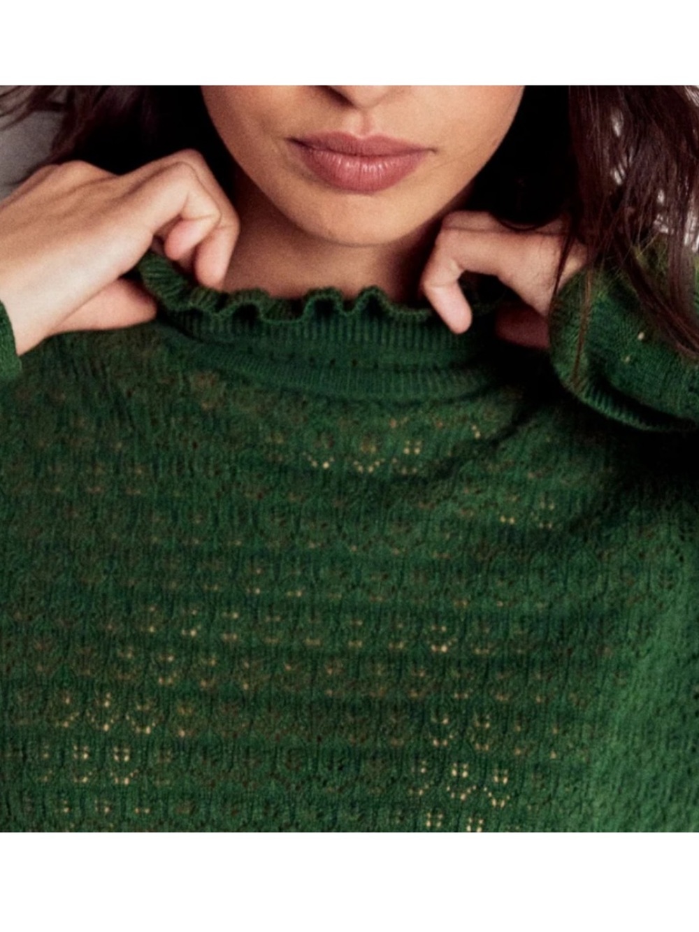 Boden Pointelle Ruffle Sweater - Picture 2 of 12